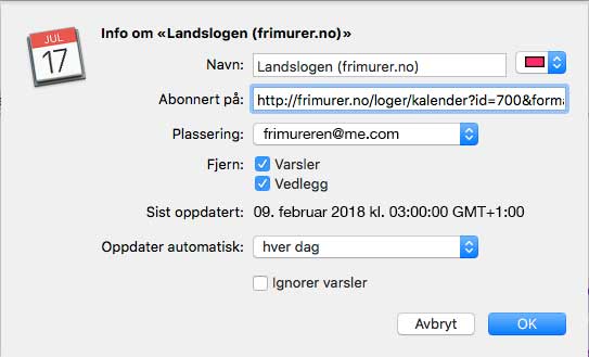 Abonnere på iCal